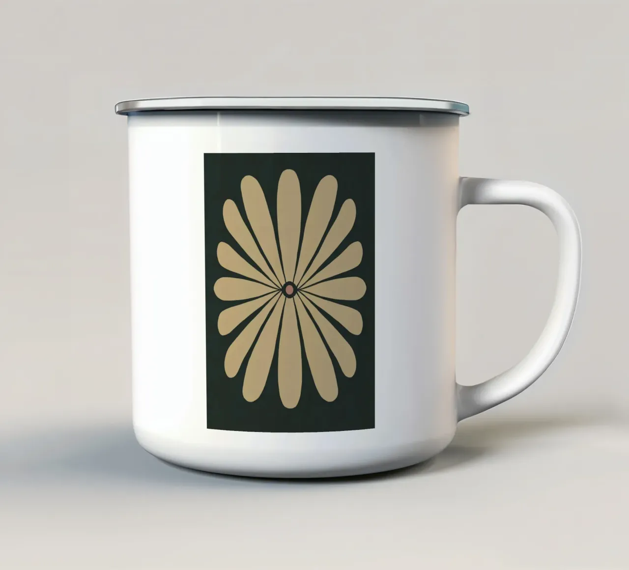 Metà secolo retro astratto fiore boho art beige nero rosa tazza in smalto da This Wild Soul - Illustration