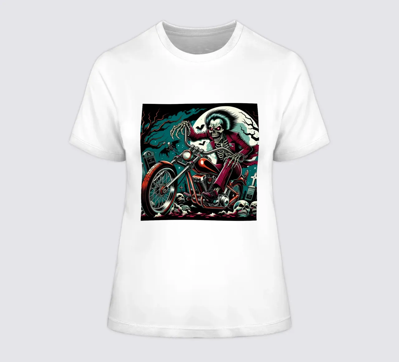 Night ride of the Skull women's fitted t-shirt by CASTILO