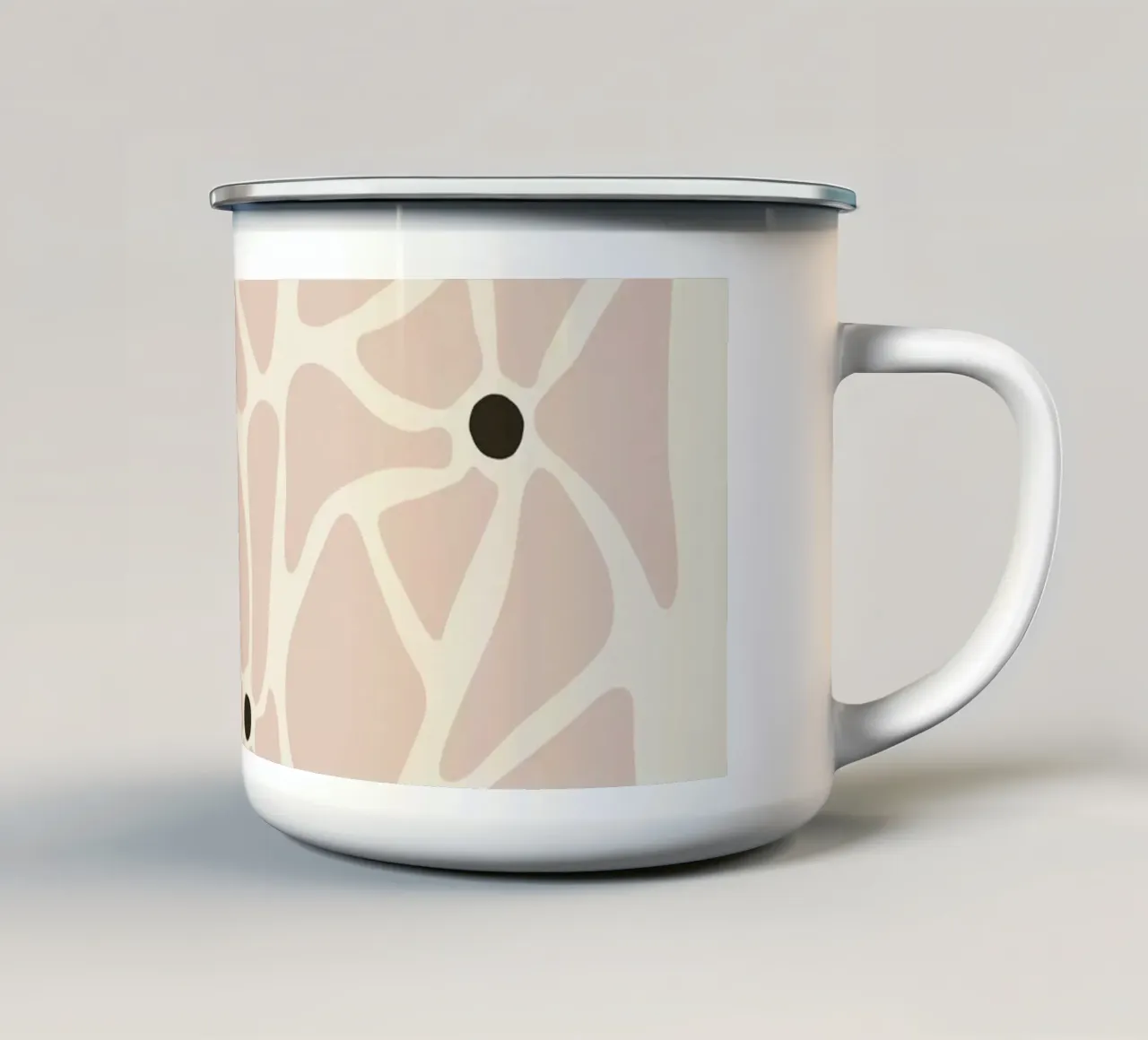 Fiori astratti beige rosa nero di metà secolo, retrò tazza in smalto da This Wild Soul - Illustration