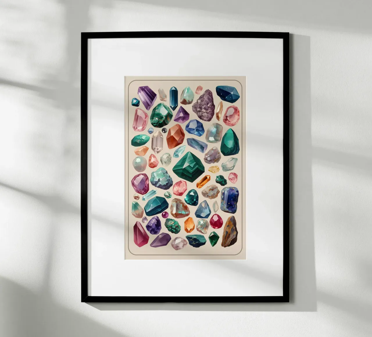 Cristalli magici, minerali e gemme poster con telaio in legno da Eva Nev