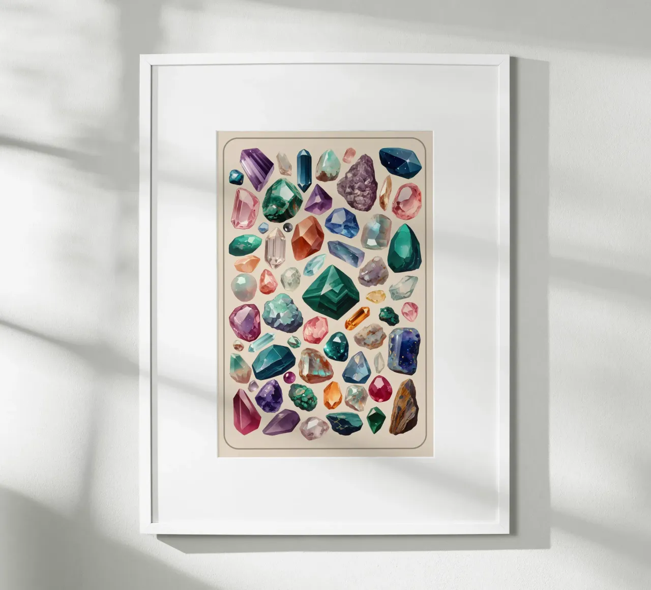 Cristalli magici, minerali e gemme poster con telaio in legno da Eva Nev