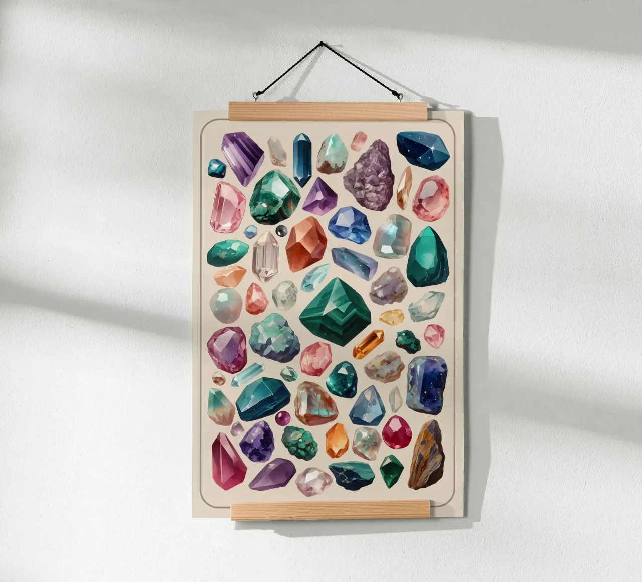Cristalli magici, minerali e gemme poster con telaio in legno da Eva Nev