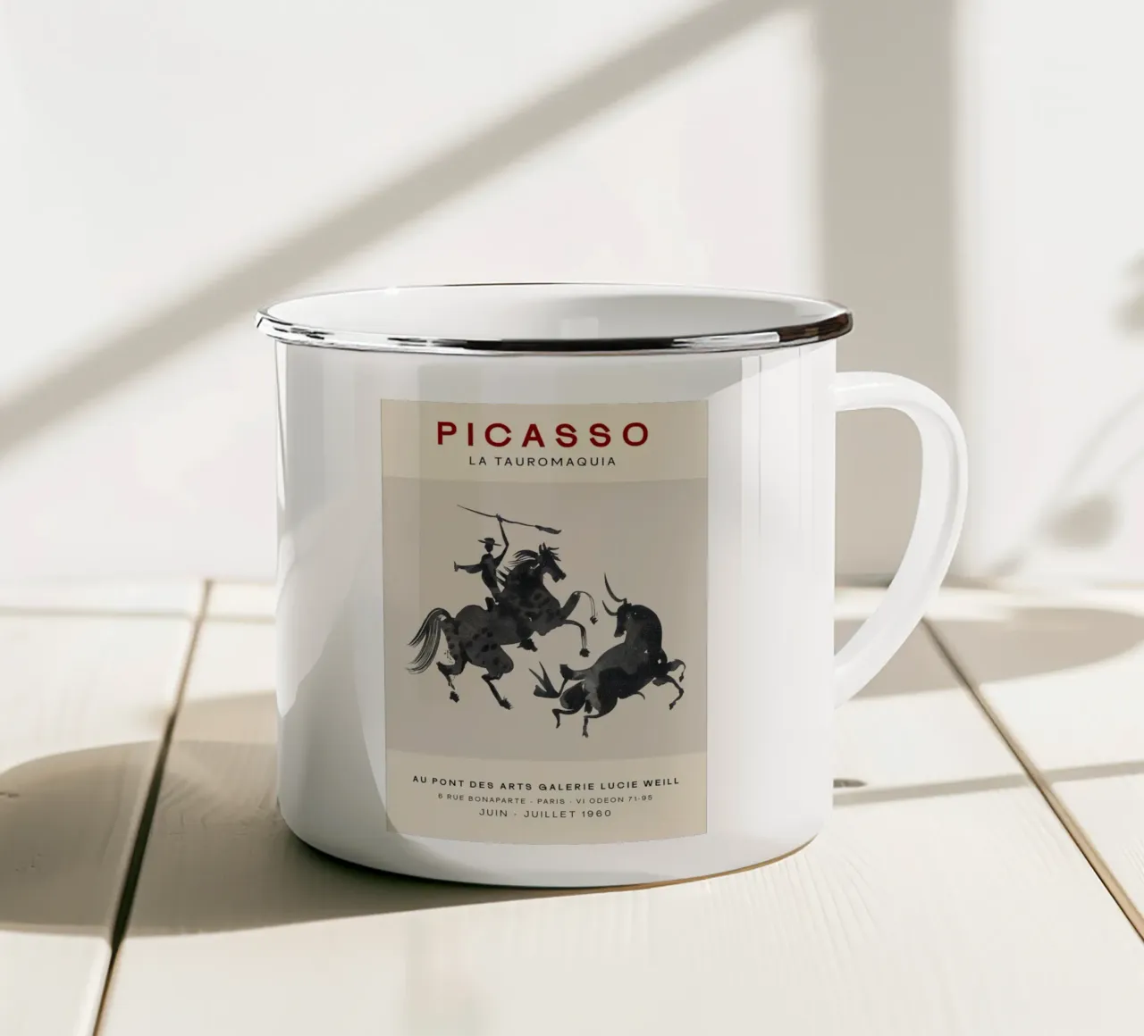 guerra a cavallo pablo picasso tazza in smalto da eternal nino