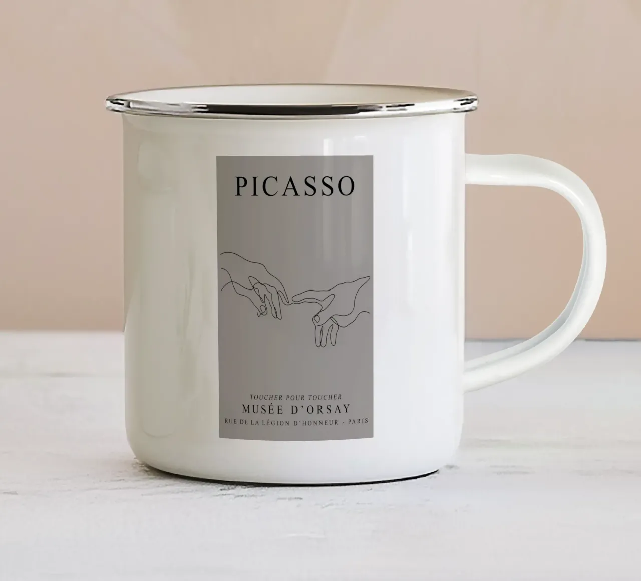 Lo schizzo di due mani di Pablo Picasso tazza in smalto da eternal nino