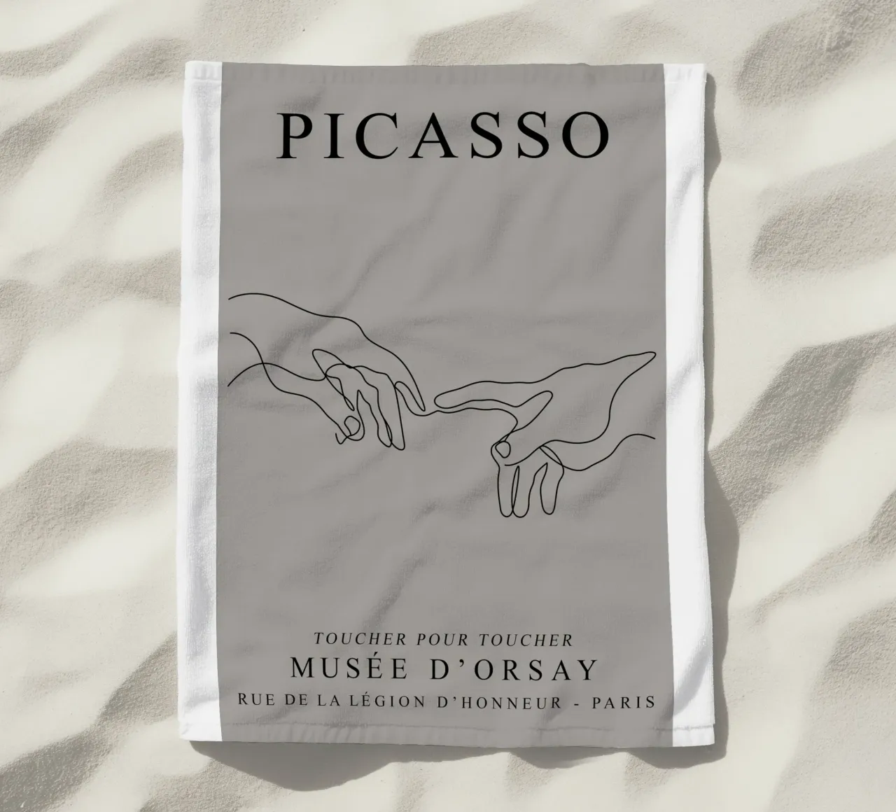 Lo schizzo di due mani di Pablo Picasso telo mare da eternal nino