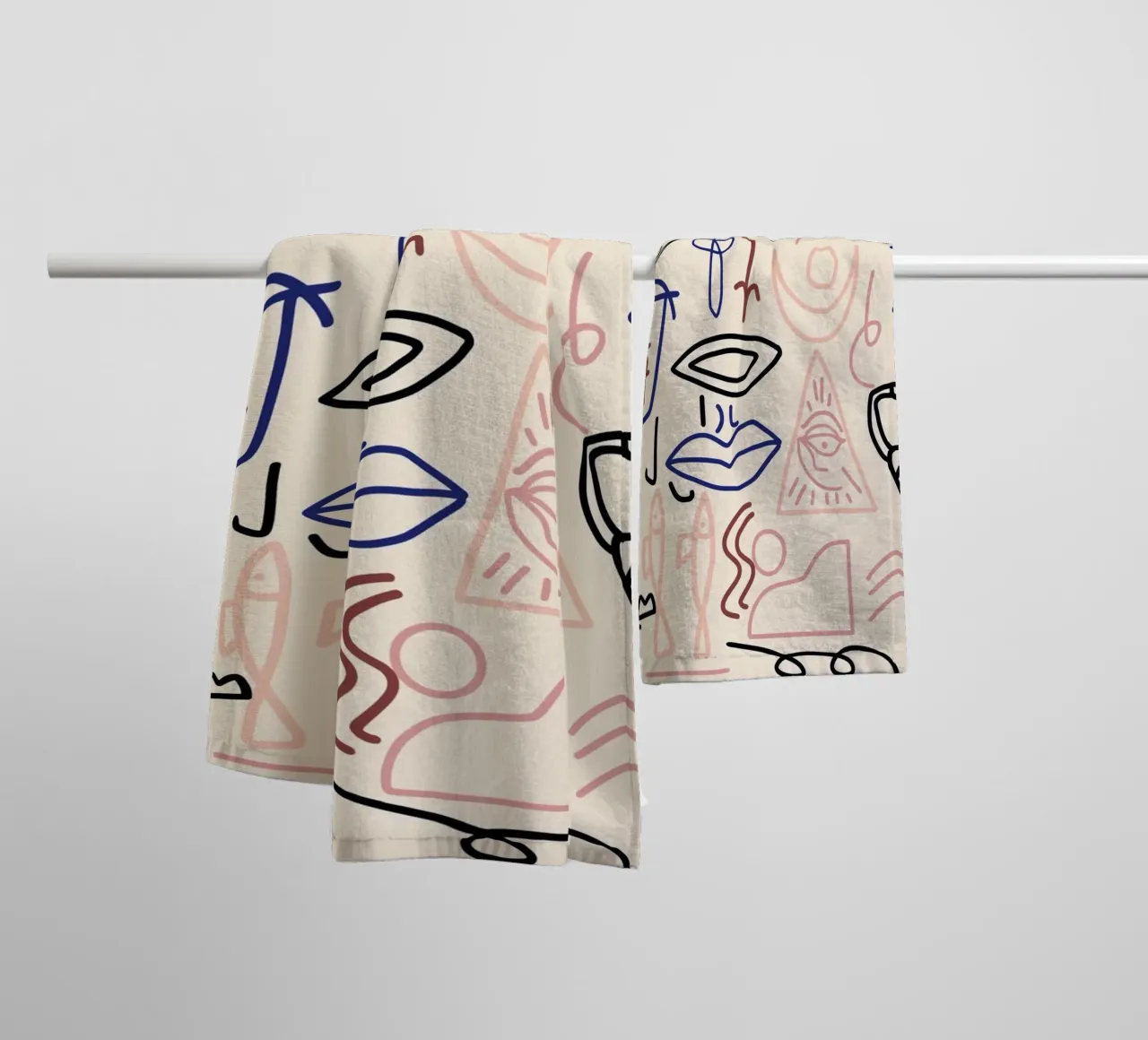 Maximalist line art 18 towel by Little Dean