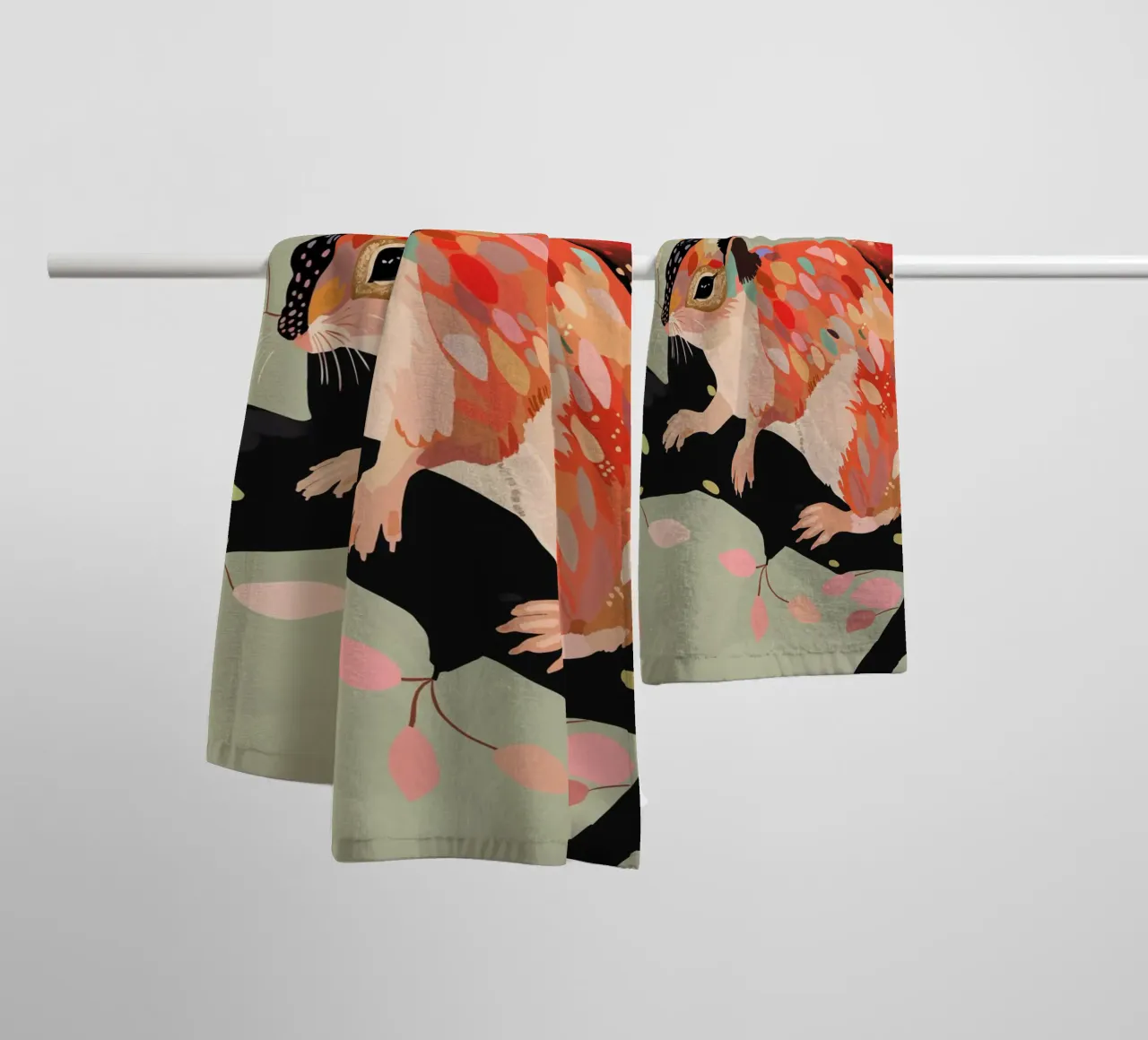 Squirrel In The Tree towel by ArtsySesta