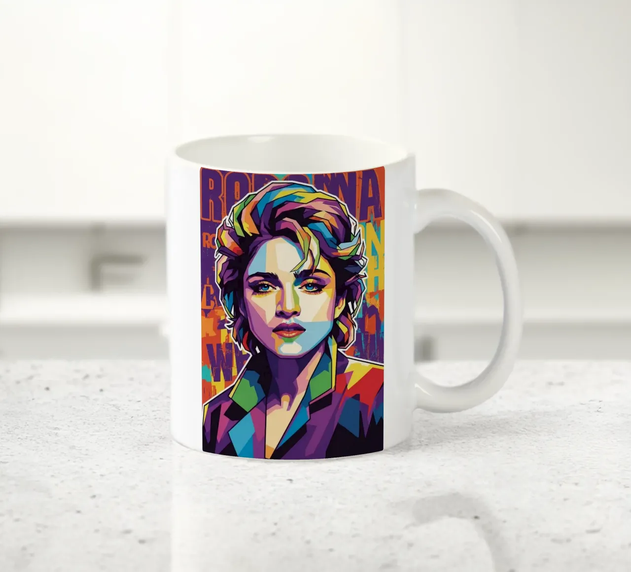 Madonna colorata pop art tazza in ceramica da Hantamrata