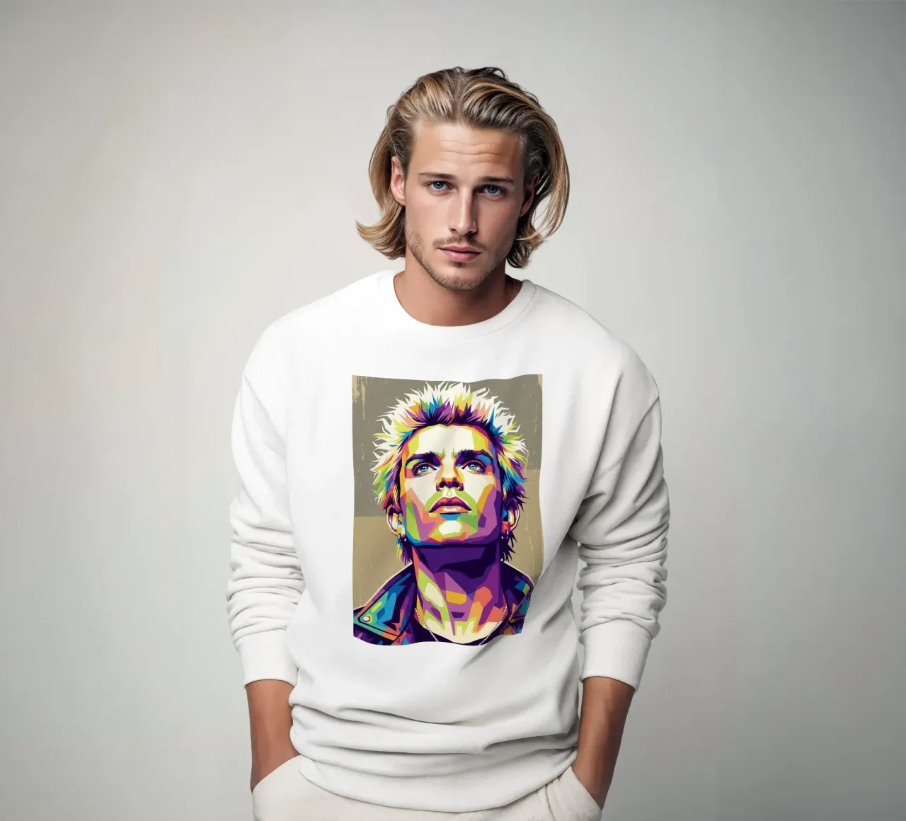 Billy Idol ritratto in stile pop art felpa da Hantamrata