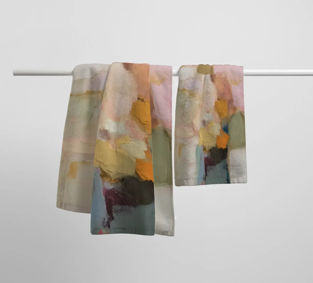 Delicate abstract worlds of colour towel by Carinaprint