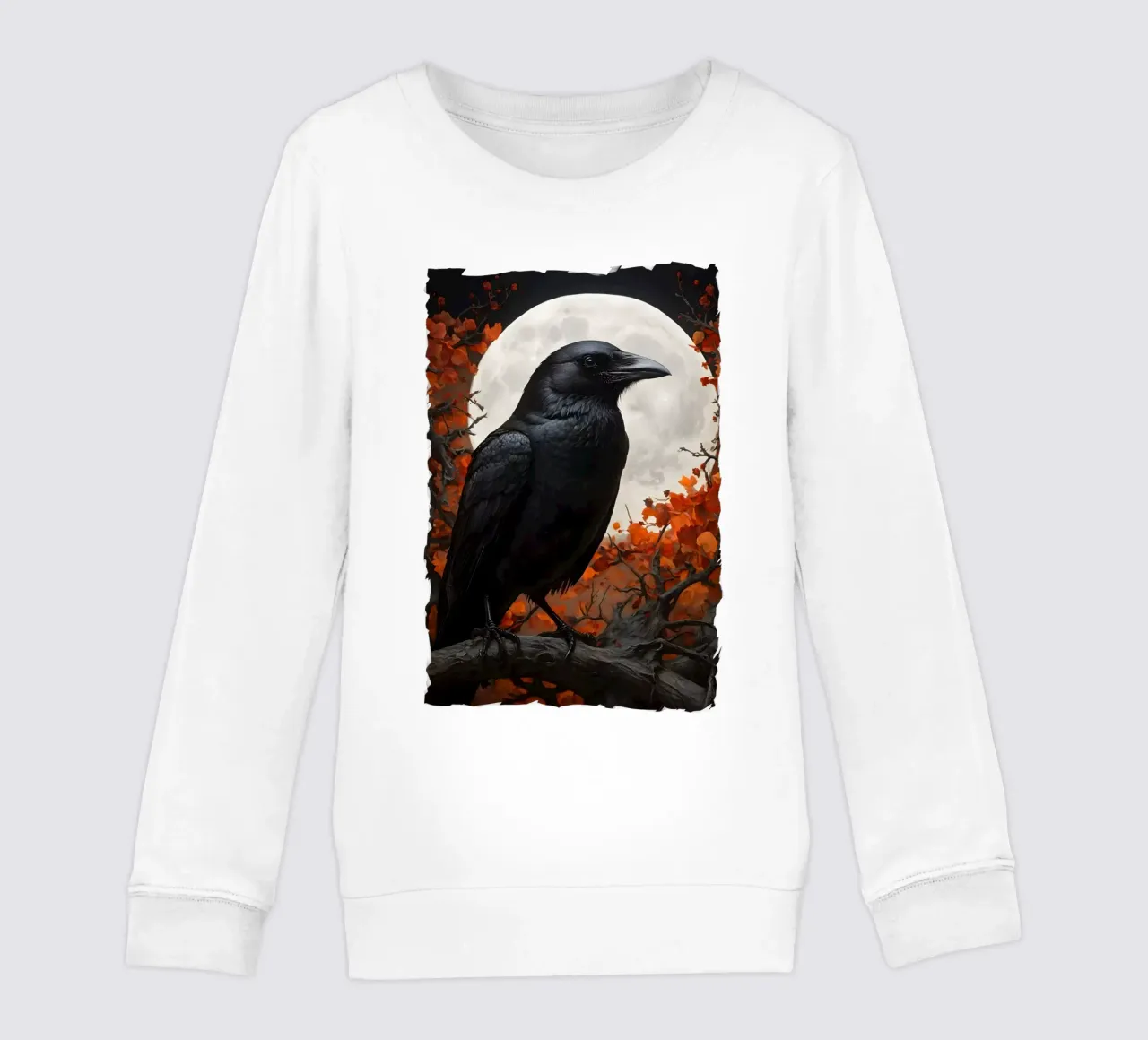 Raaf onder de volle maan kinder sweatshirt van Eva Nev
