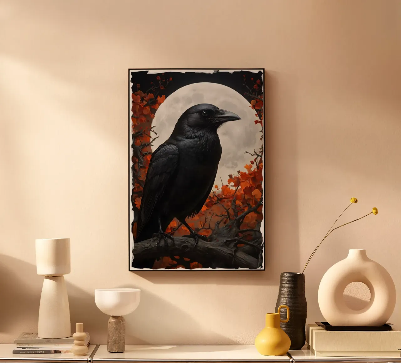 Raven under the Full Moon alu-dibond by Eva Nev