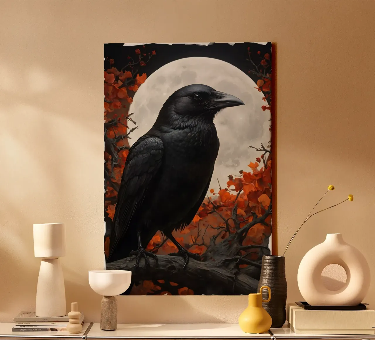 Raven under the Full Moon canvas by Eva Nev