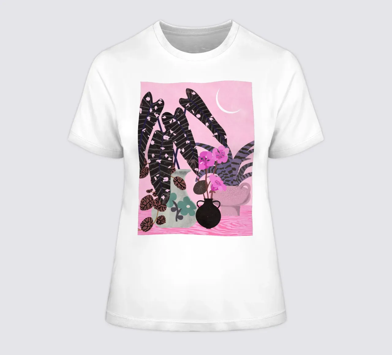 Crepuscolo botanico rosa t-shirt da donna da Asha Designs
