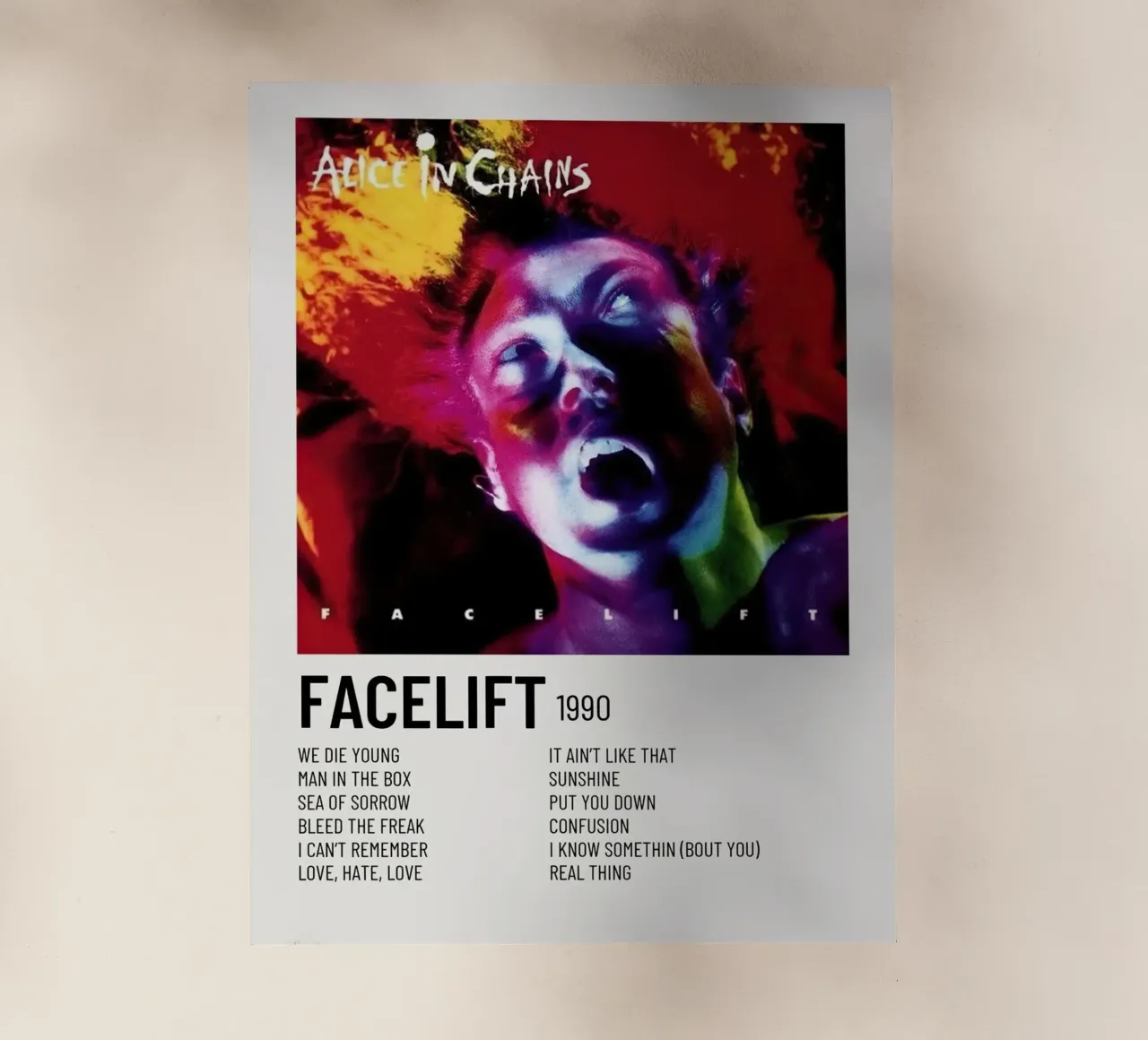 Alice In Chains Facelift pellicola backlit da Raptor Metafora