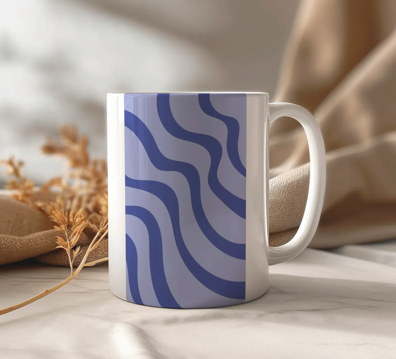 Linea striscia onda oceano tazza in ceramica da galihstudio