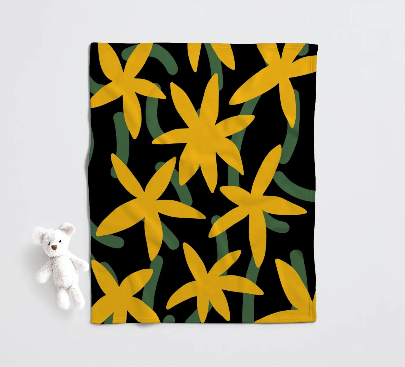 Star flower pattern fleece blanket by Little Dean