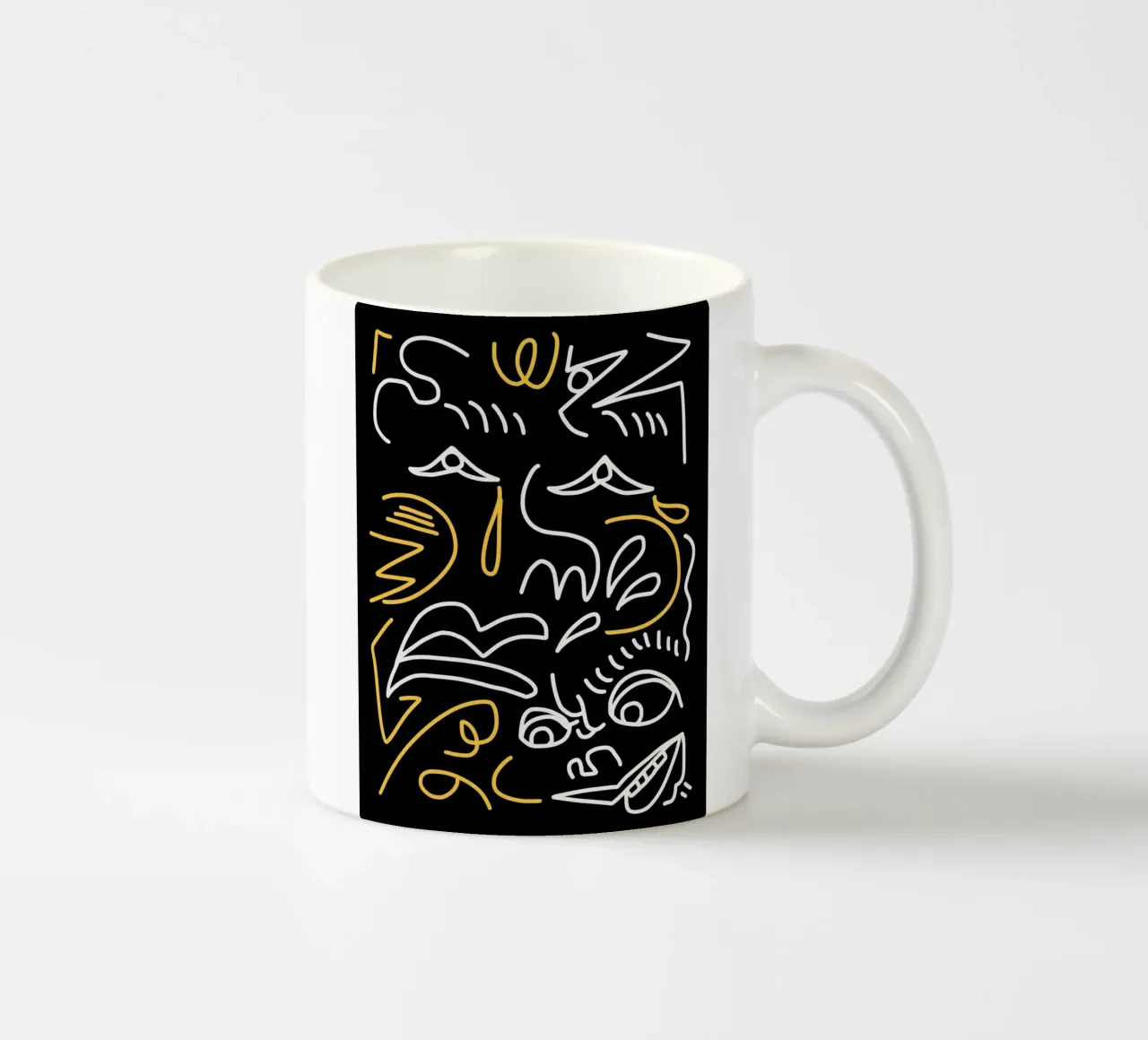Line art massimalista 19 tazza in ceramica da Little Dean