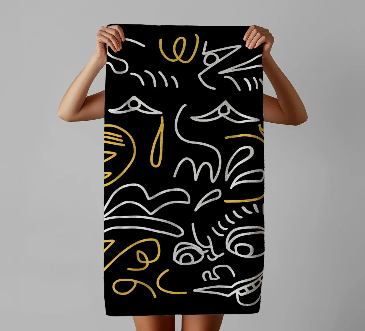 Maximalist line art 19 towel by Little Dean