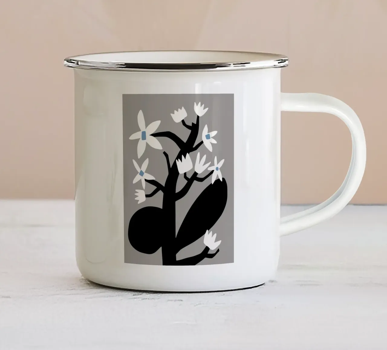 Stella grigia in fiore tazza in smalto da Little Dean