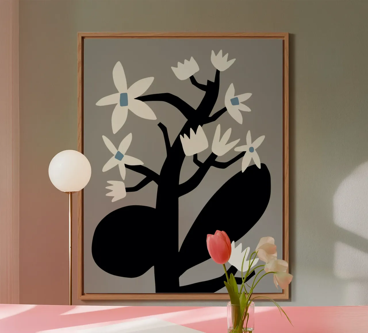 Stella grigia in fiore alluminio dibond da Little Dean