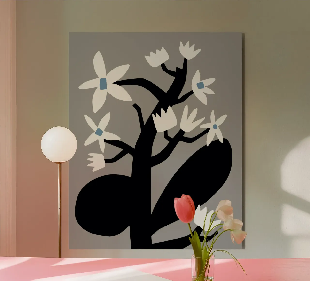 Stella grigia in fiore alluminio dibond da Little Dean