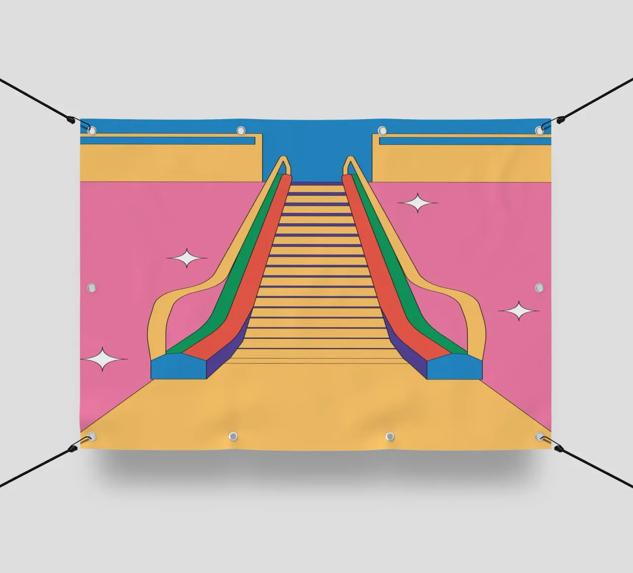 Scala mobile di design retro telo in pvc da Retro Boy Art