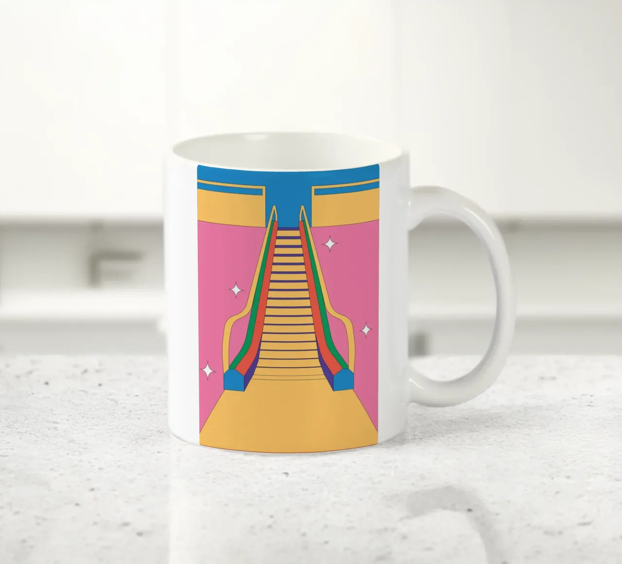 Scala mobile di design retro tazza in ceramica da Retro Boy Art