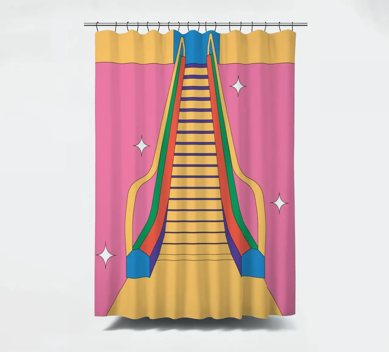 Scala mobile di design retro tenda da doccia da Retro Boy Art