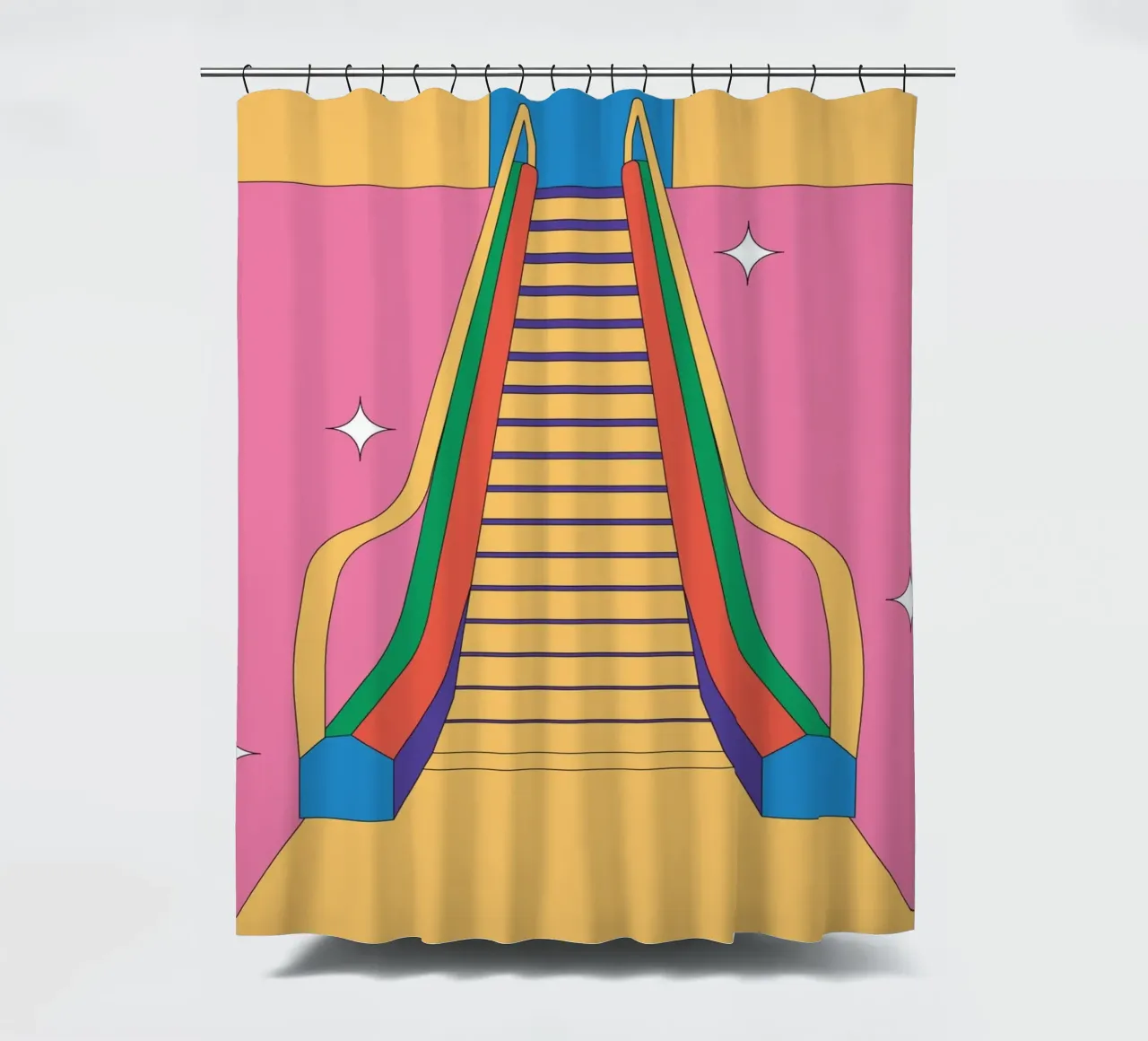 Scala mobile di design retro tenda da doccia da Retro Boy Art