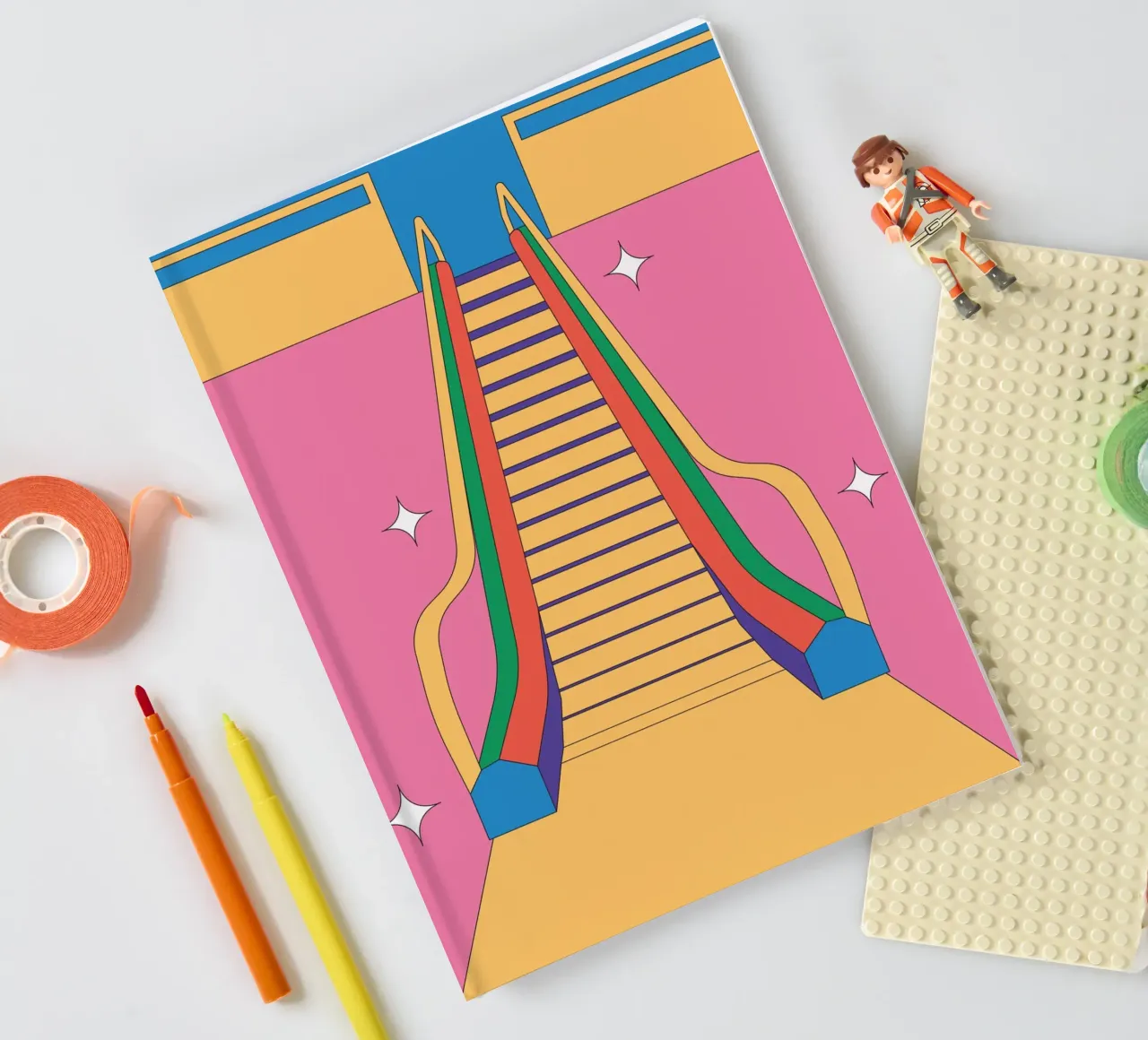 Ontwerp roltrap retro notitieboek van Retro Boy Art