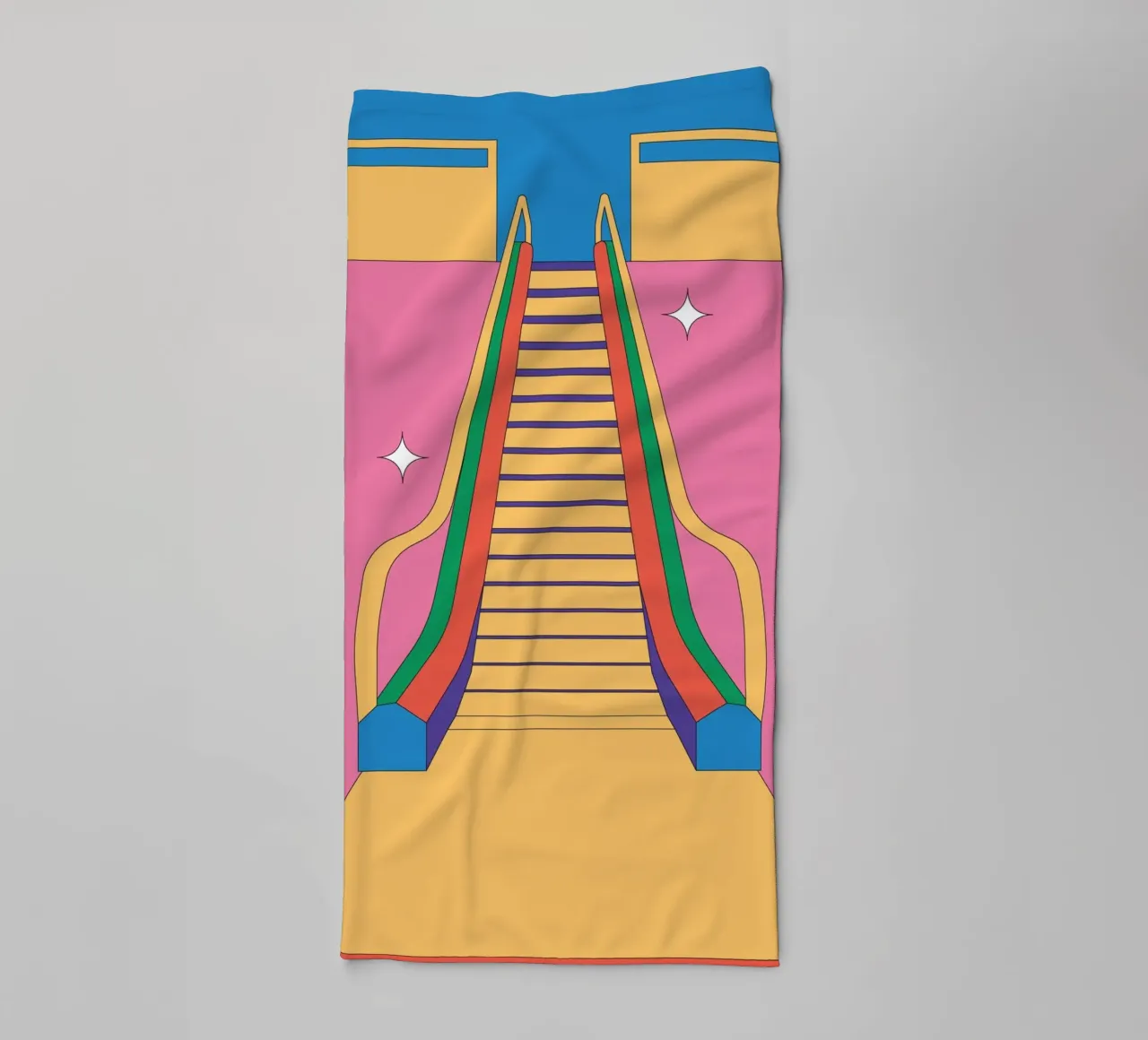 Design escalator retro towel by Retro Boy Art