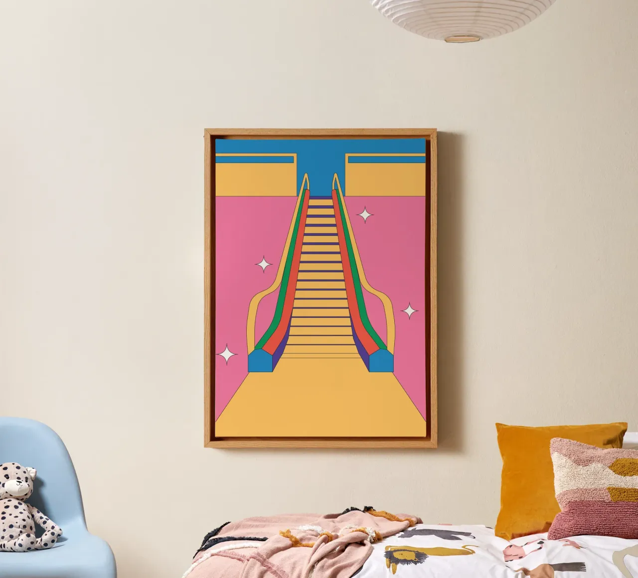 Scala mobile di design retro tela da Retro Boy Art