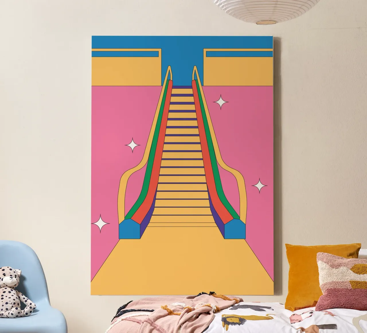 Scala mobile di design retro tela da Retro Boy Art