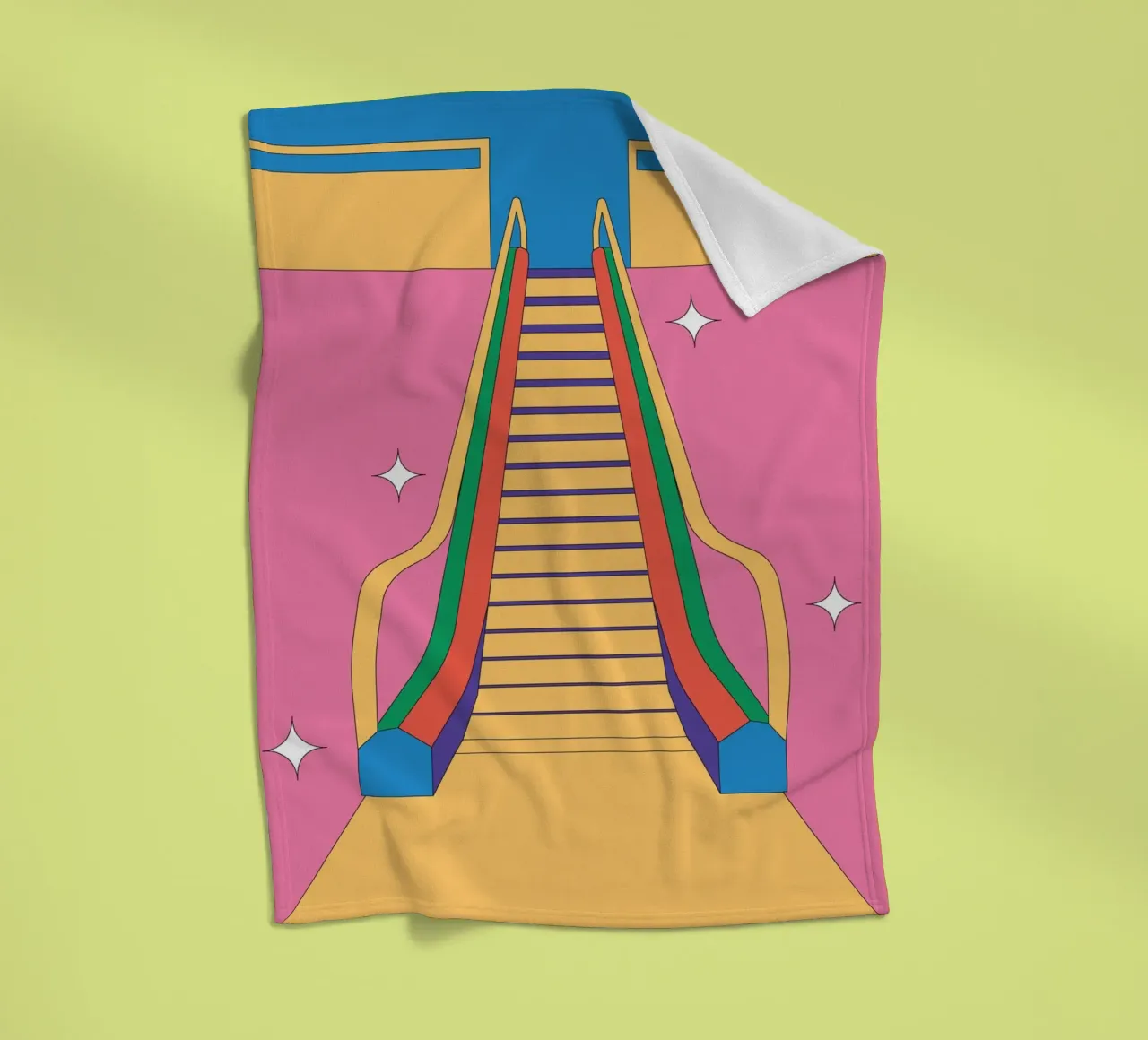 Ontwerp roltrap retro fleecedeken van Retro Boy Art