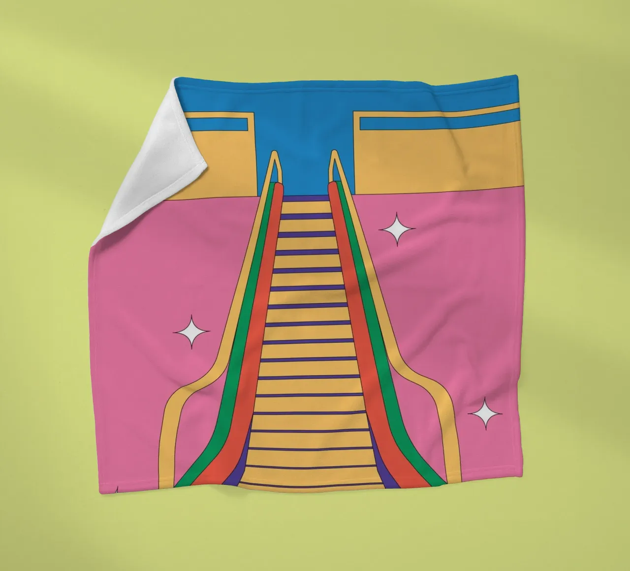 Ontwerp roltrap retro fleecedeken van Retro Boy Art