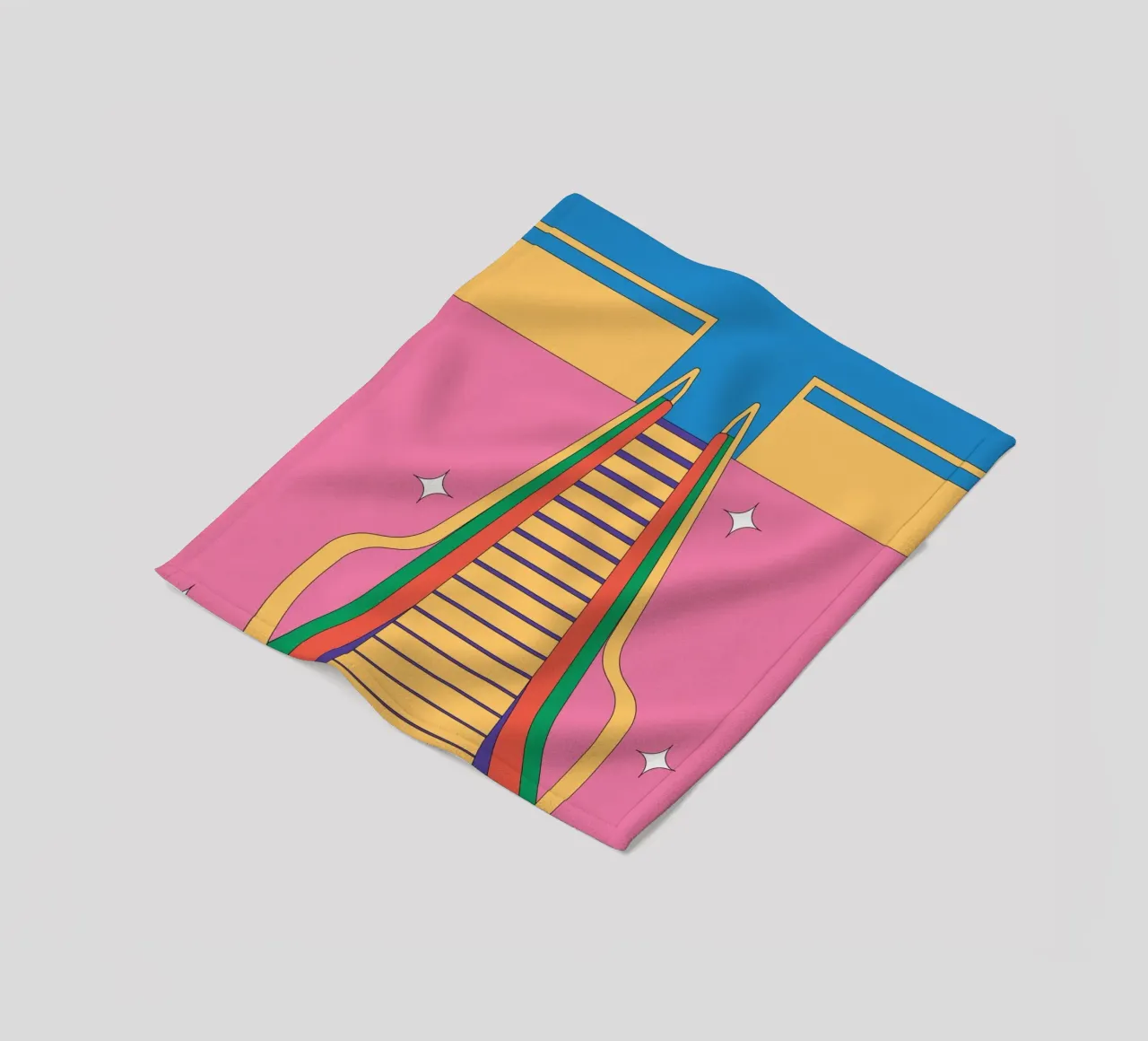 Ontwerp roltrap retro fleecedeken van Retro Boy Art