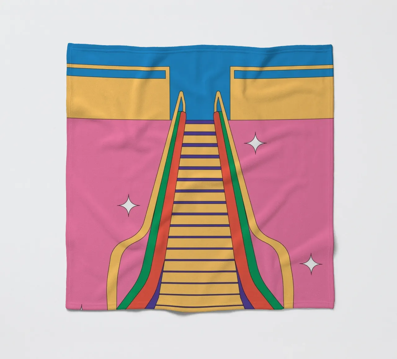 Ontwerp roltrap retro fleecedeken van Retro Boy Art