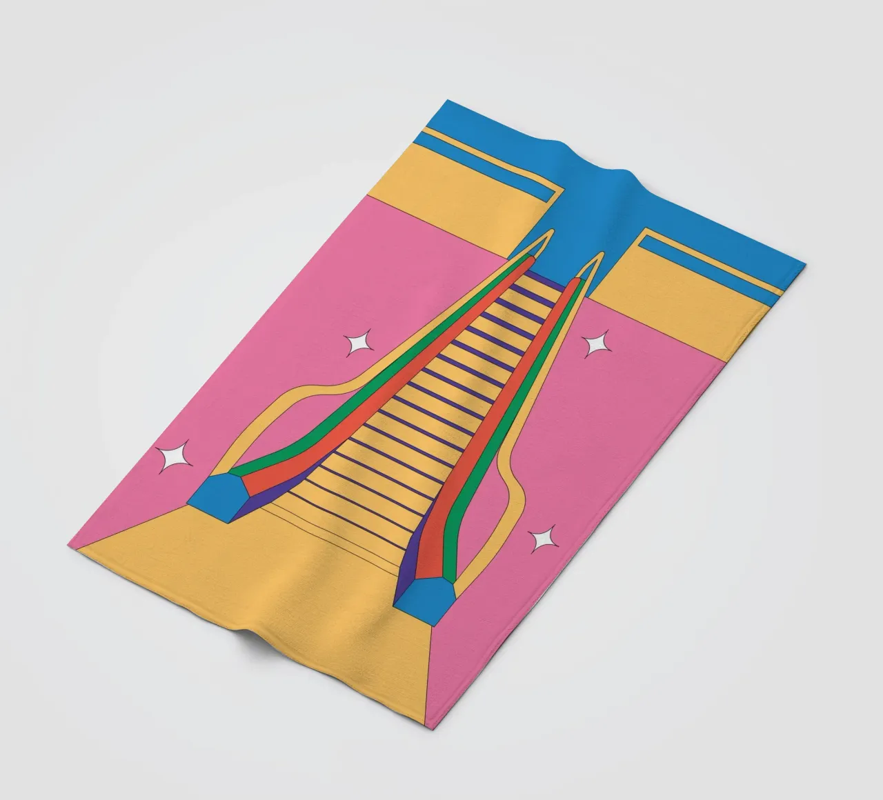 Ontwerp roltrap retro fleecedeken van Retro Boy Art