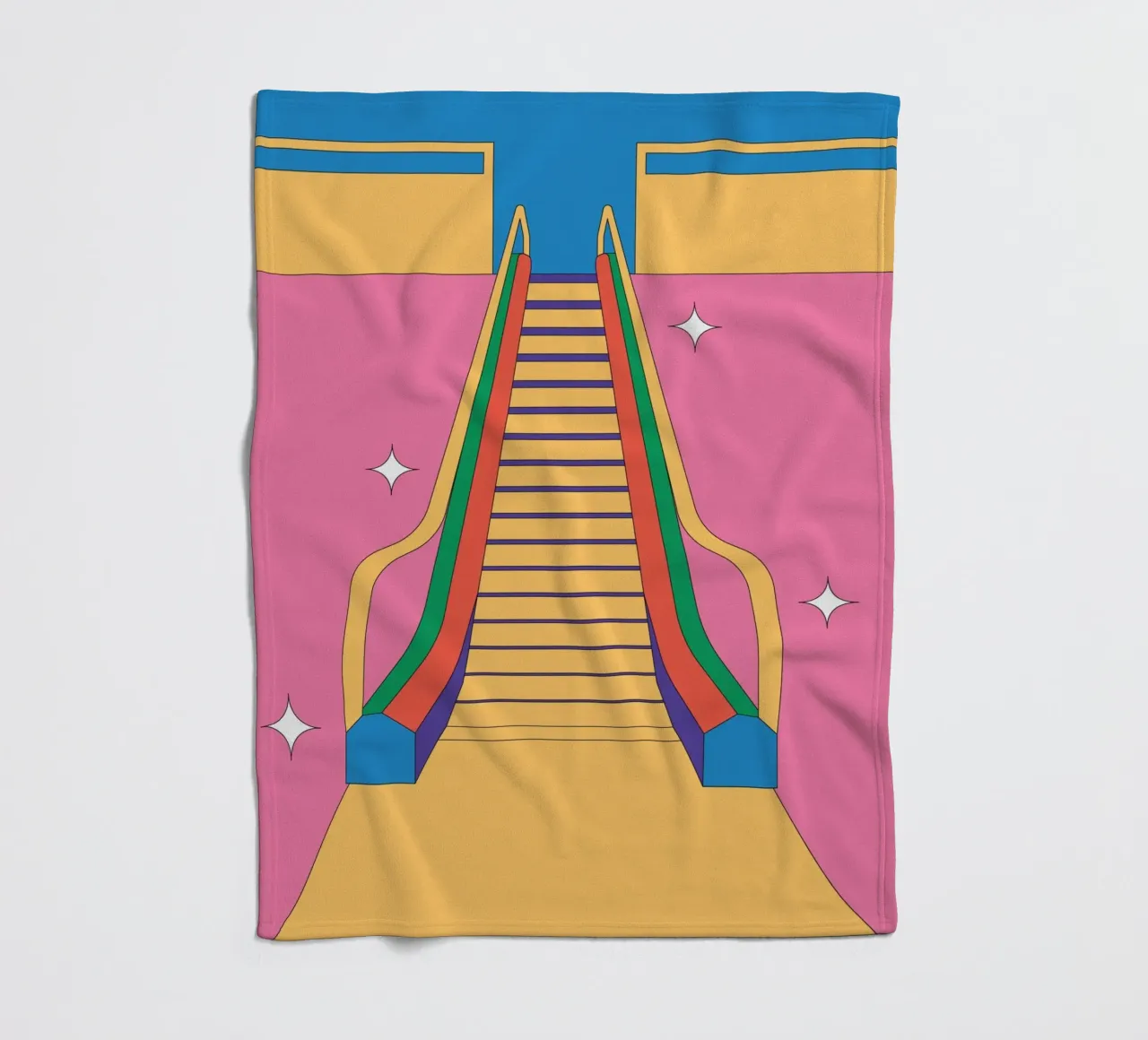 Ontwerp roltrap retro fleecedeken van Retro Boy Art