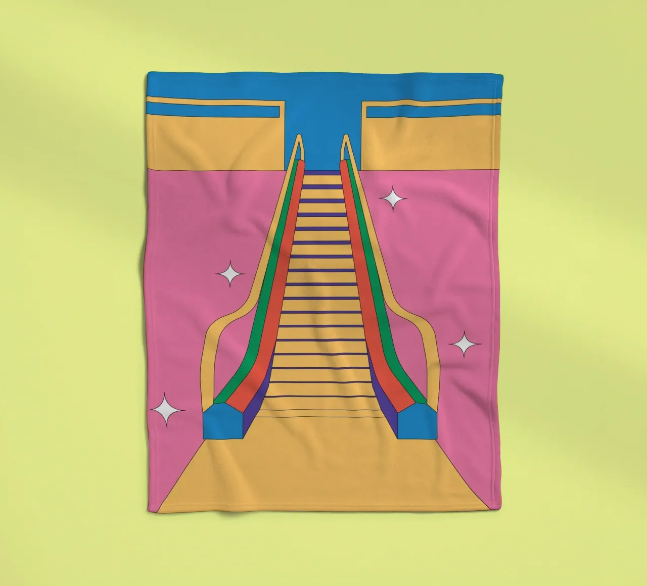 Ontwerp roltrap retro fleecedeken van Retro Boy Art