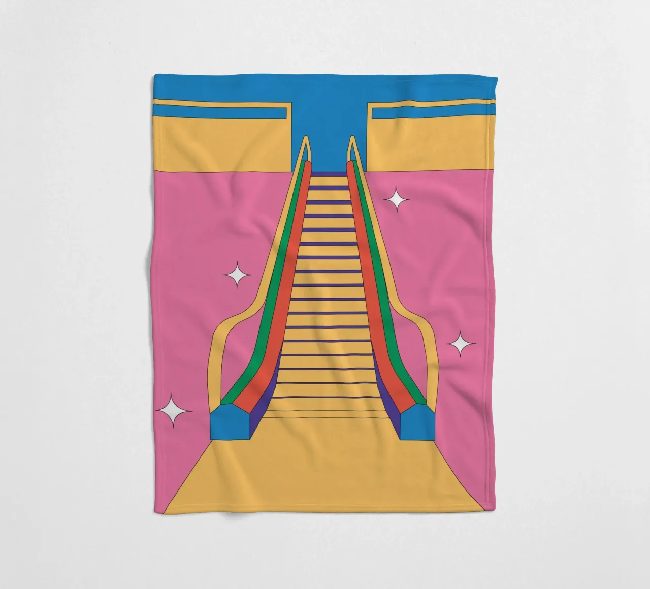 Ontwerp roltrap retro fleecedeken van Retro Boy Art