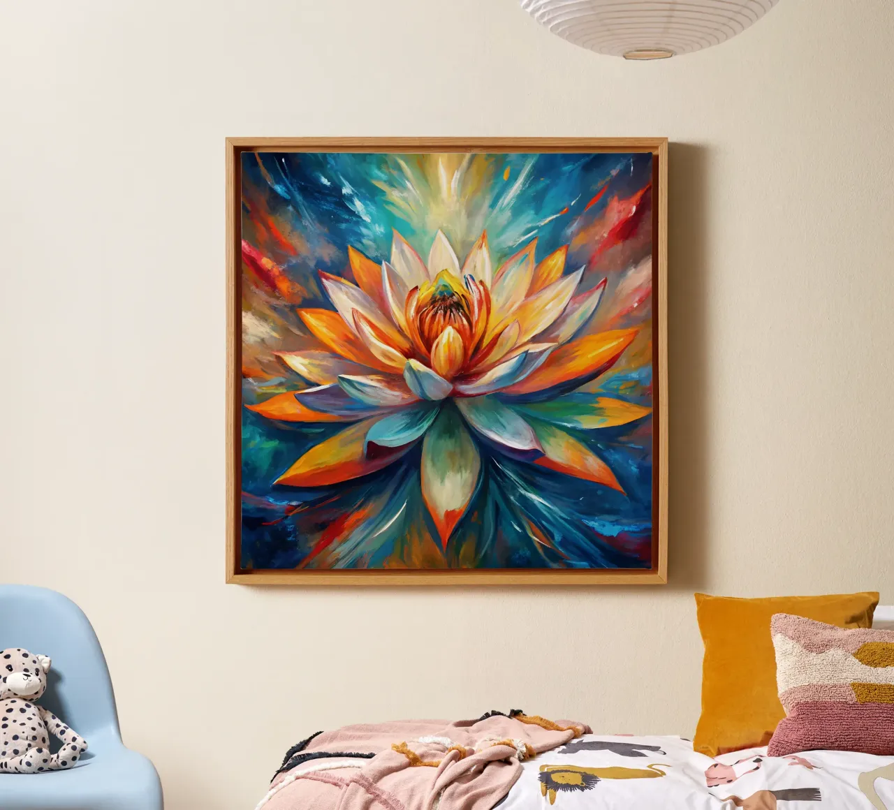 Lotus in Bloom canvas with Floater frame by Artistic-shop