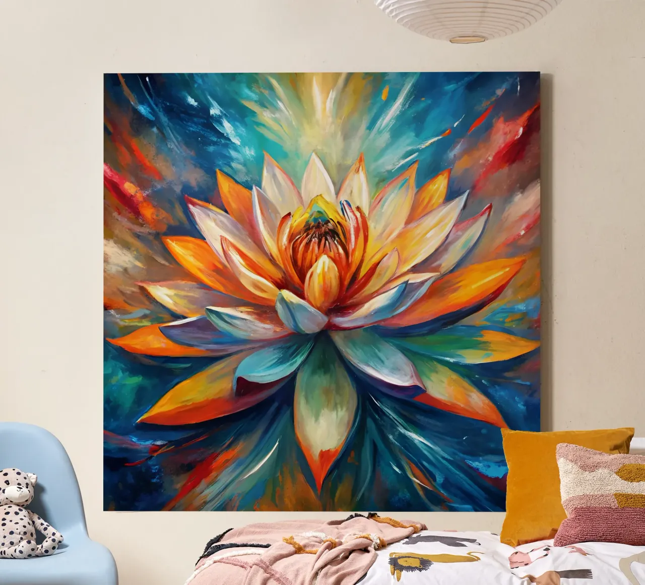 Lotus in Bloom canvas with Floater frame by Artistic-shop