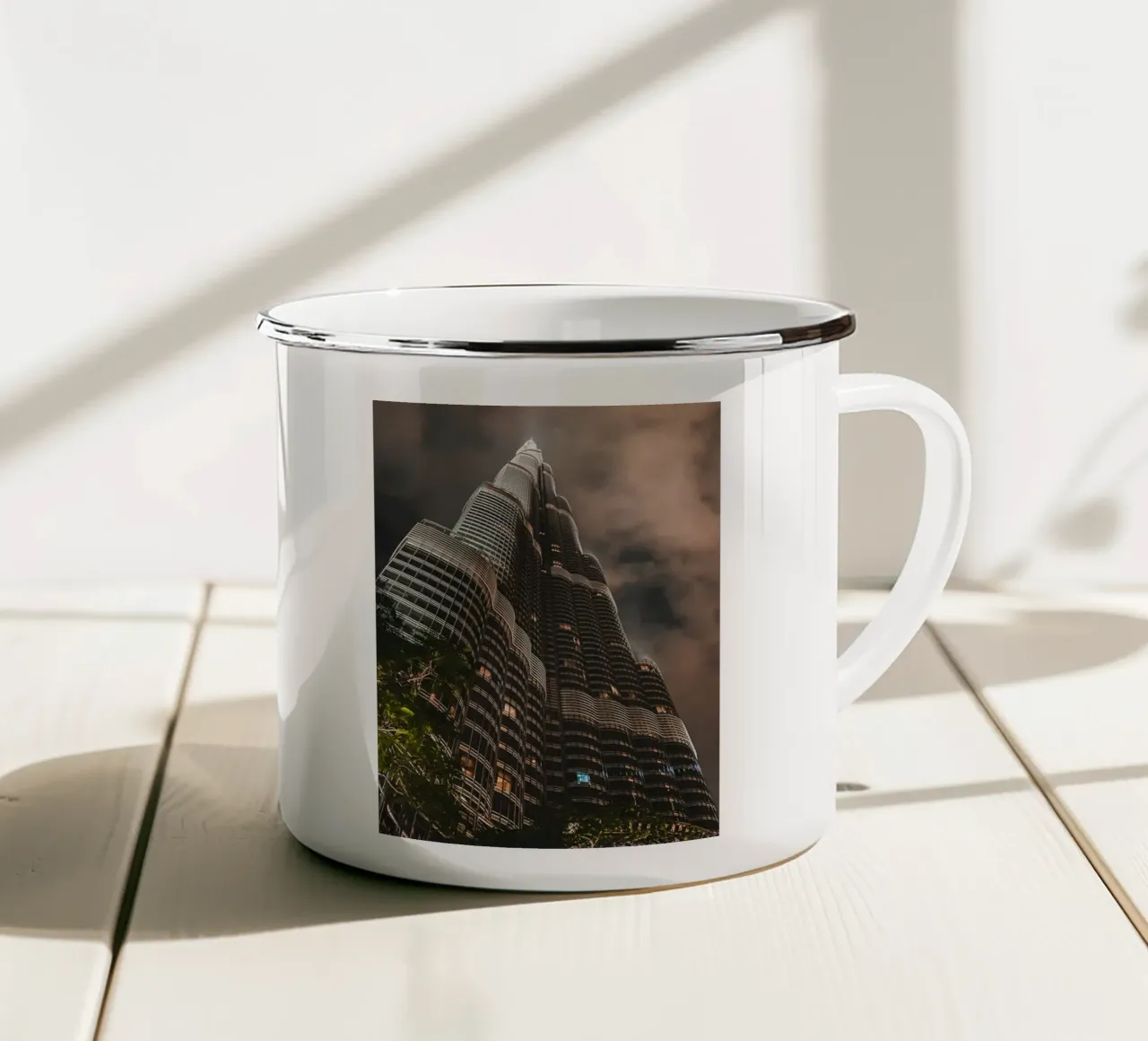 skyscape building tazza in smalto da Monel