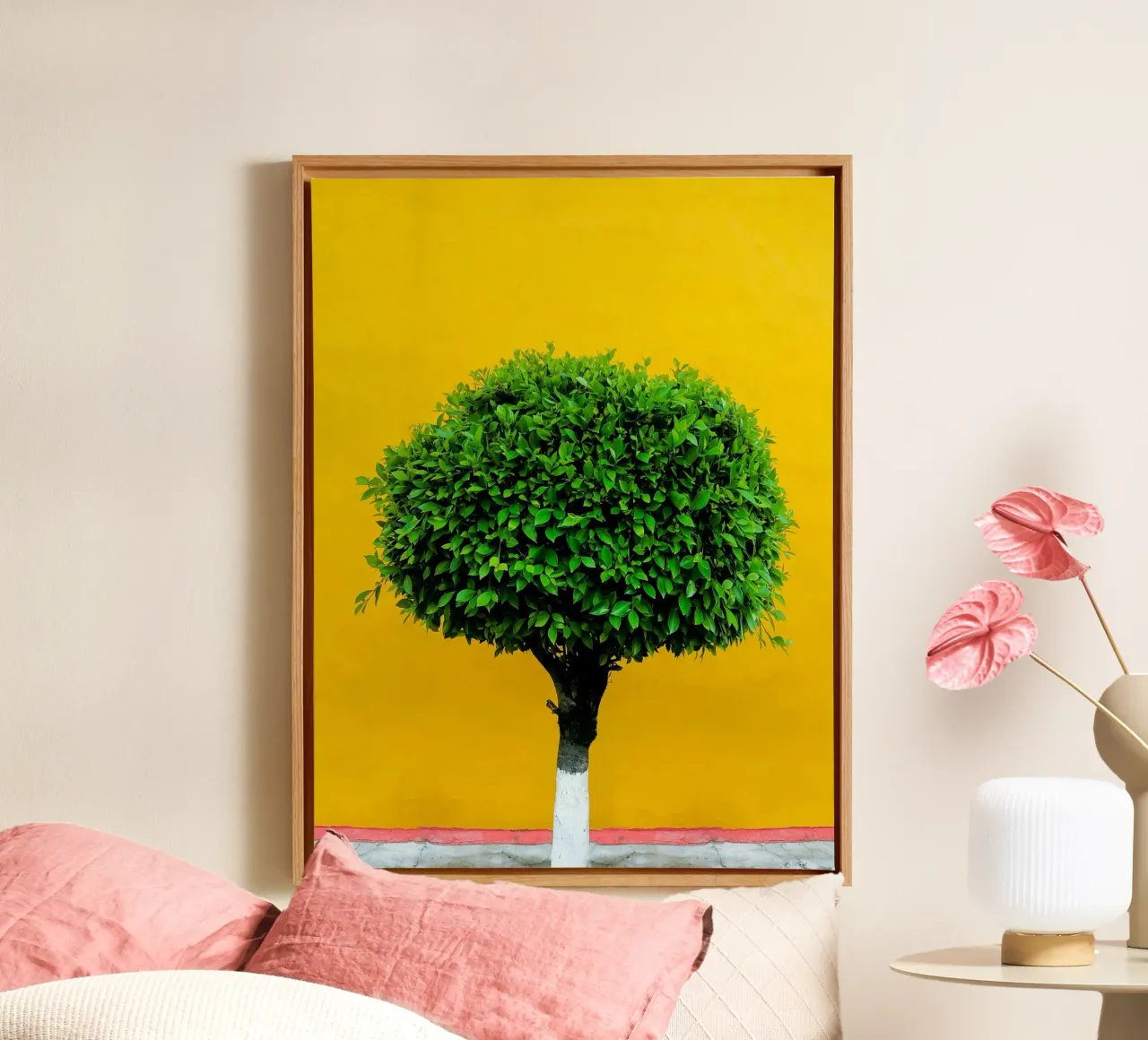 single tree in yellow shade tela da Monel