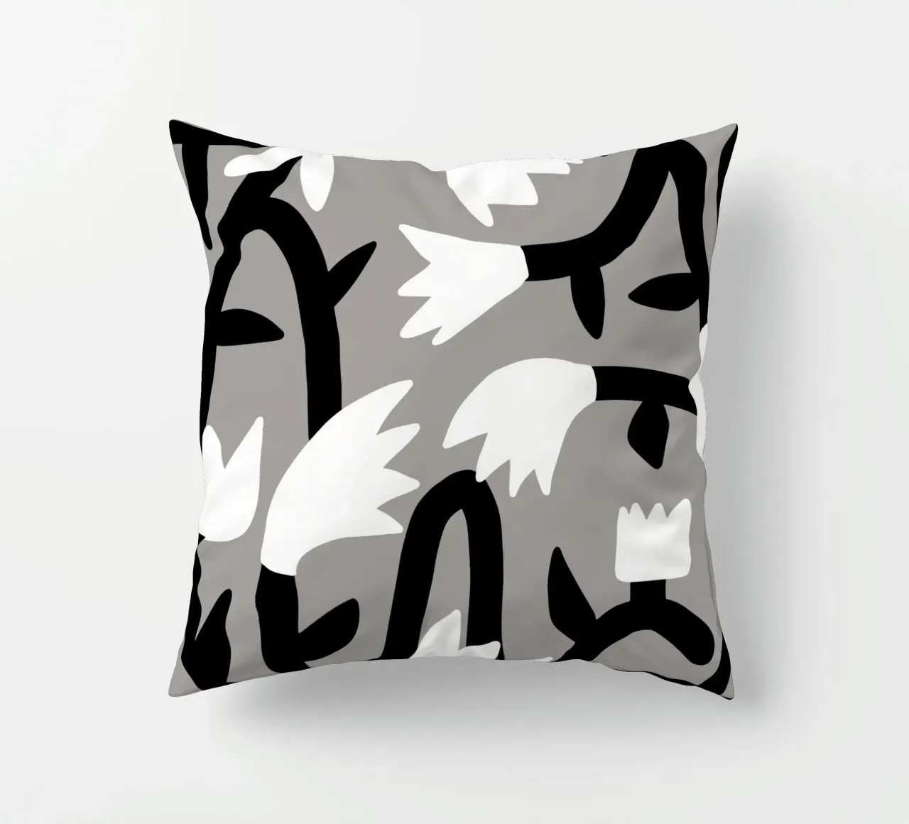 Bianco e nero floreale cuscino da Little Dean