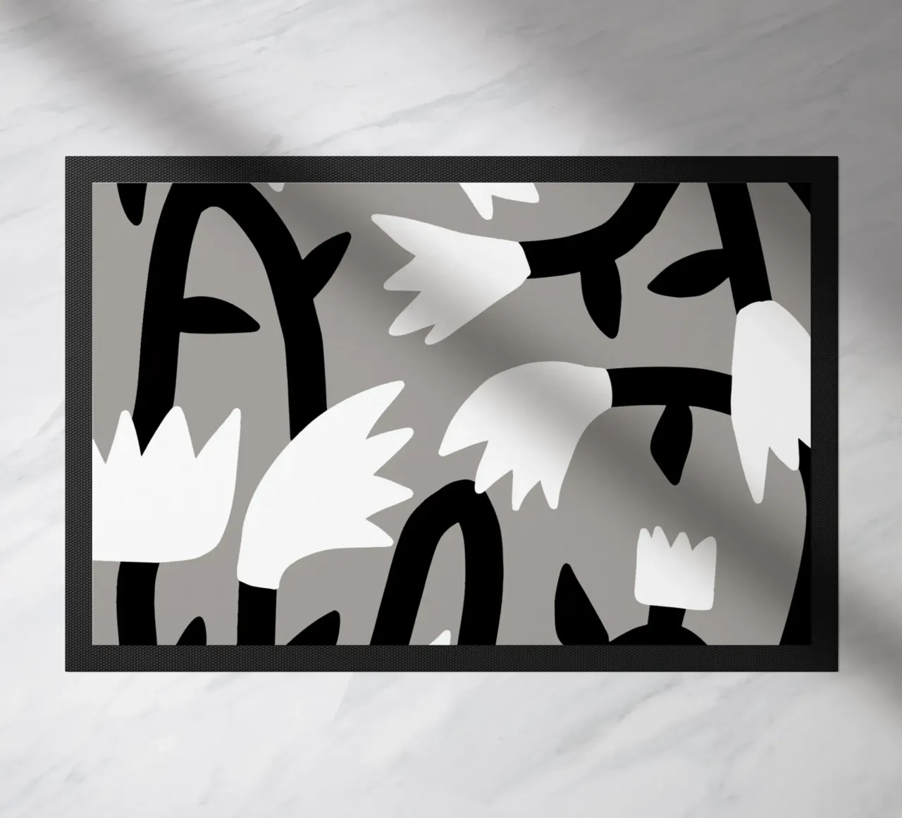 Bianco e nero floreale zerbino da Little Dean