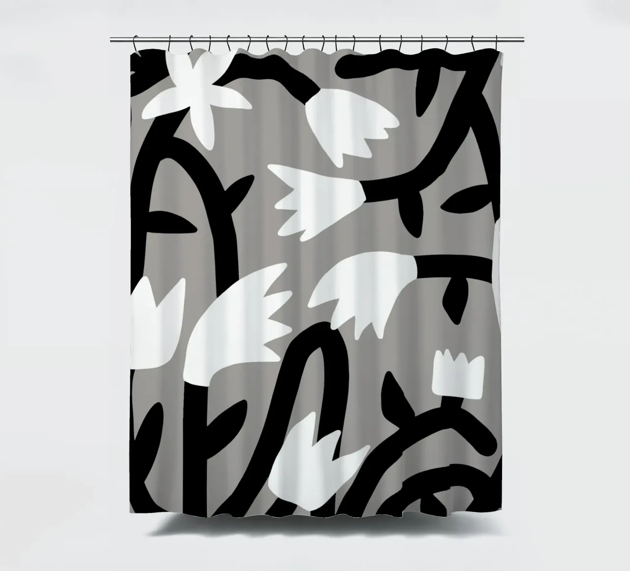Bianco e nero floreale tenda da doccia da Little Dean