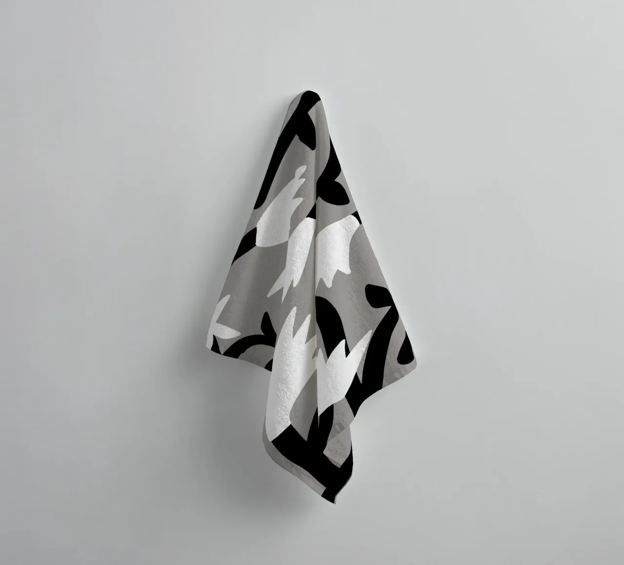 Bianco e nero floreale asciugamano da bagno da Little Dean